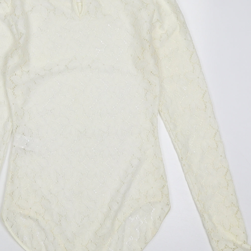Marks & Spencer Womens White Polyamide Bodysuit One-Piece Size 6 Snap