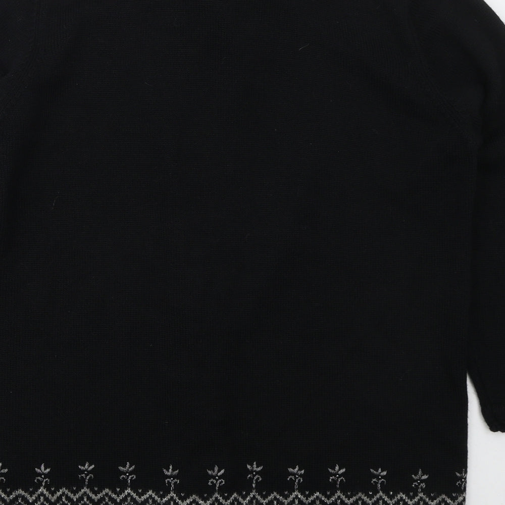 South Lodge Womens Black Collared Acrylic Cardigan Jumper Size S