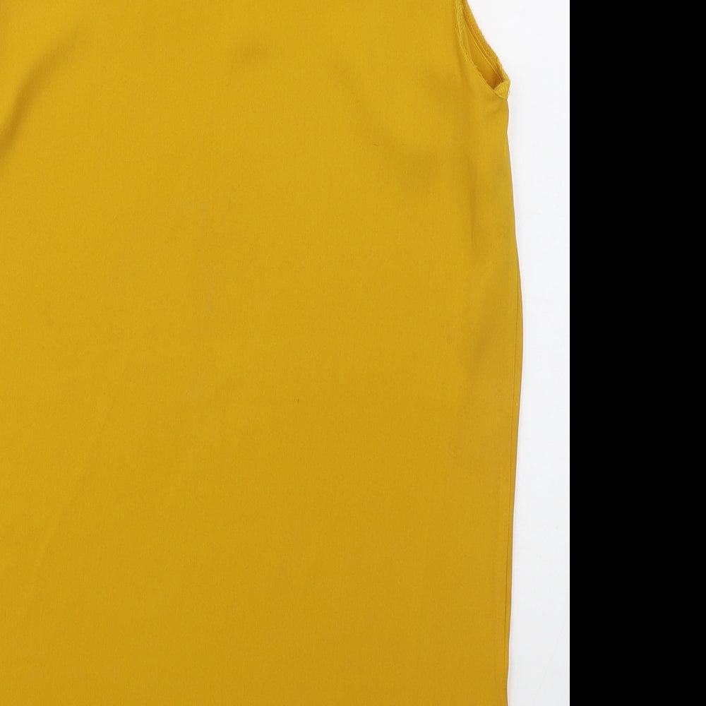 New Look Womens Yellow Polyester Basic Tank Size 8 Round Neck