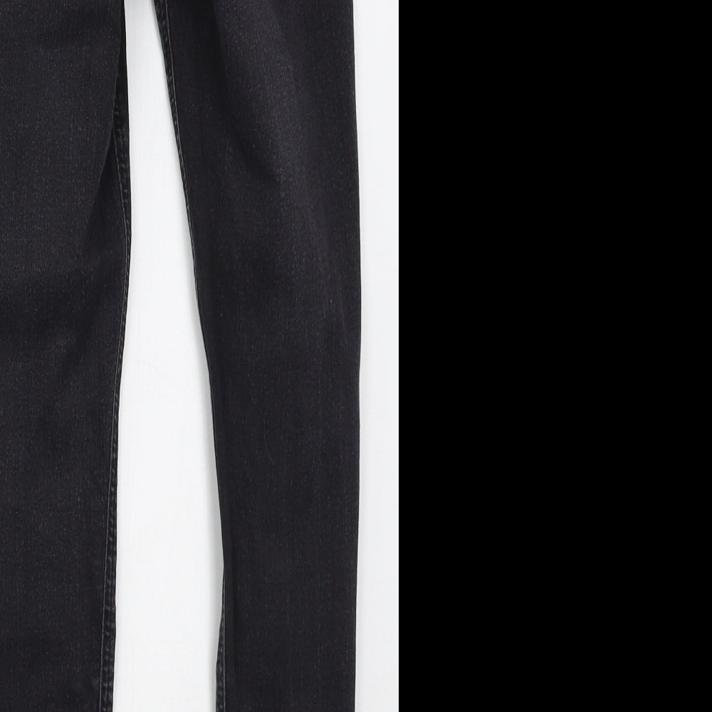 Topshop Womens Black Cotton Skinny Jeans Size 28 in L26 in Regular Button