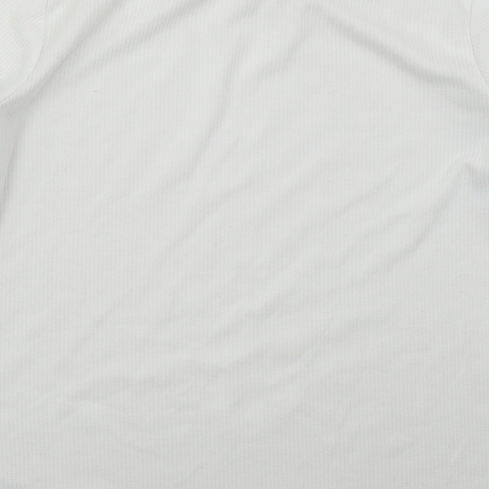 Savior Womens White Polyester Basic T-Shirt Size L Crew Neck