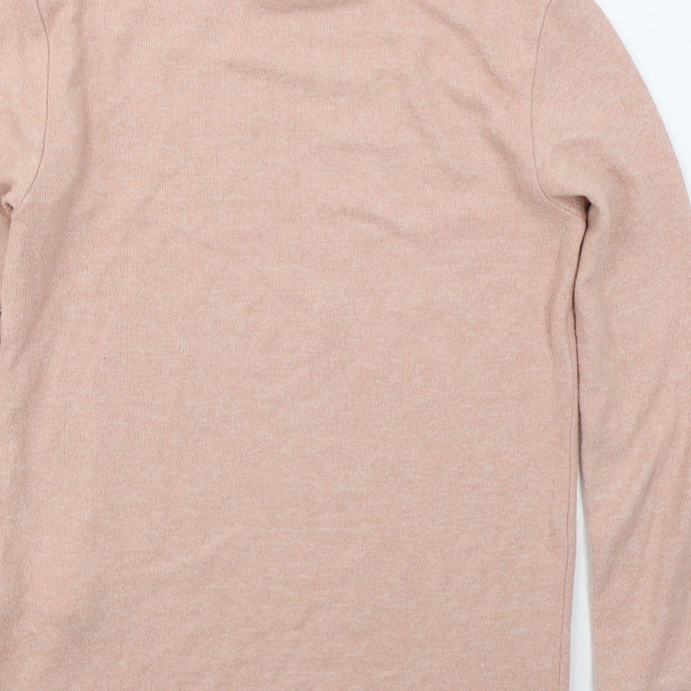 Stradivarius Womens Pink Mock Neck Viscose Pullover Jumper Size L