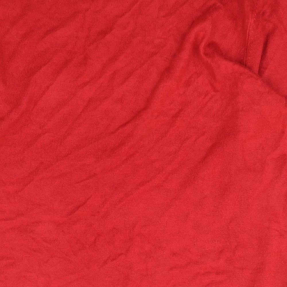 Love Knitwear Womens Red Boat Neck Geometric Acrylic Pullover Jumper Size 16 - BHS