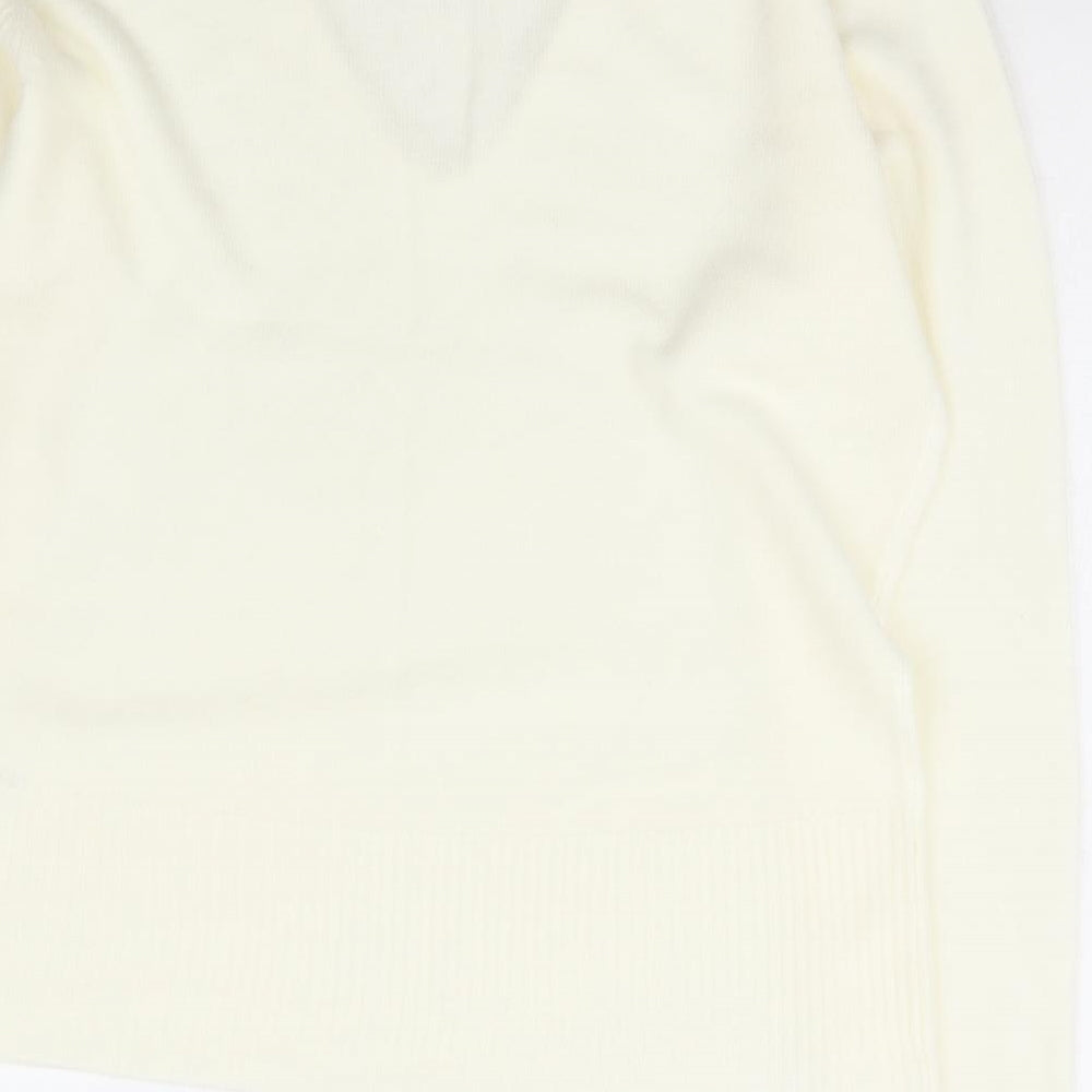 Internacionale Womens Ivory V-Neck Acrylic Pullover Jumper Size 16