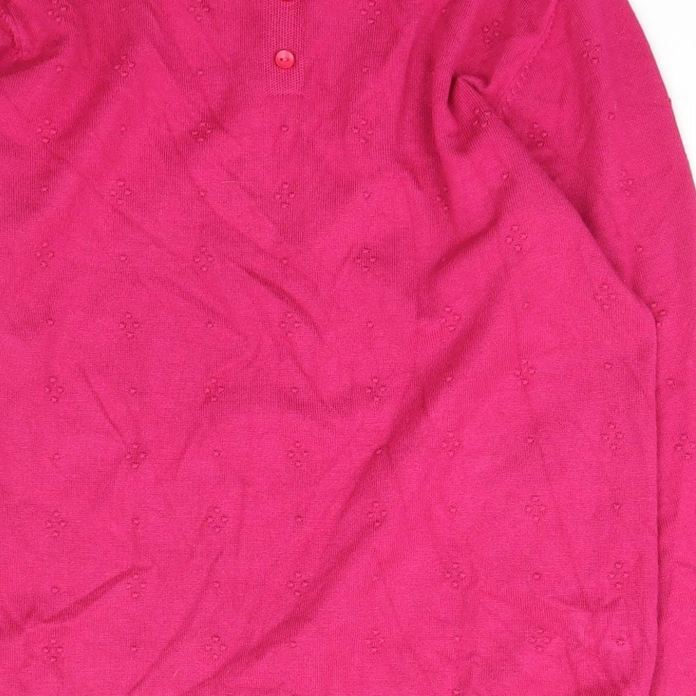 Preworn Womens Pink Scoop Neck Polka Dot Viscose Pullover Jumper Size M