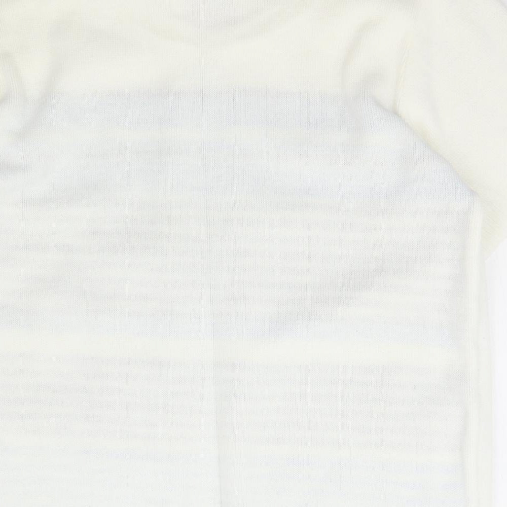 Beaumonde Womens Ivory Collared Striped Acrylic Pullover Jumper Size M