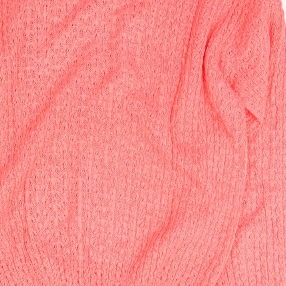 LKY Womens Pink Scoop Neck Acrylic Pullover Jumper Size M