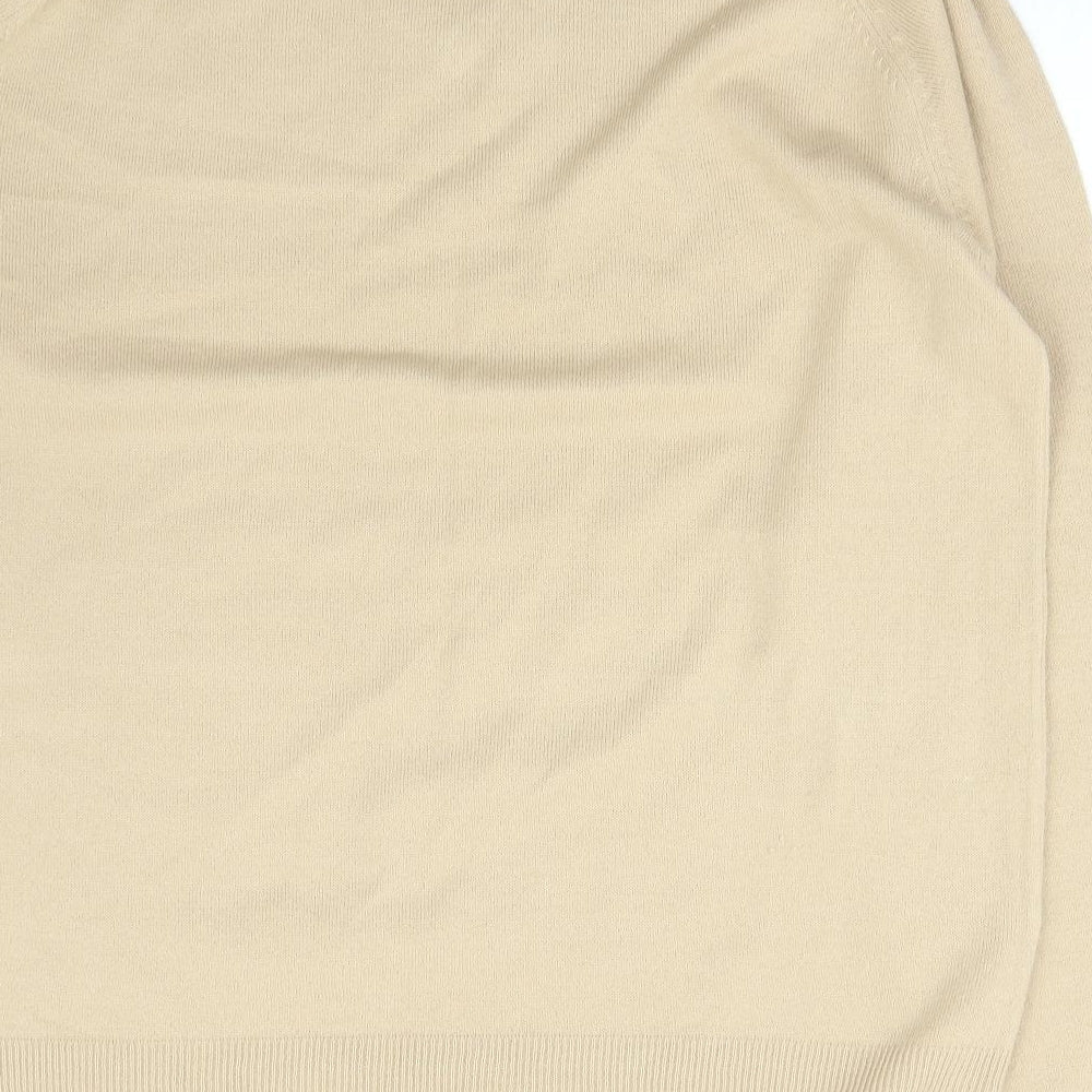 Lime Mens Beige V-Neck Acrylic Pullover Jumper Size XL