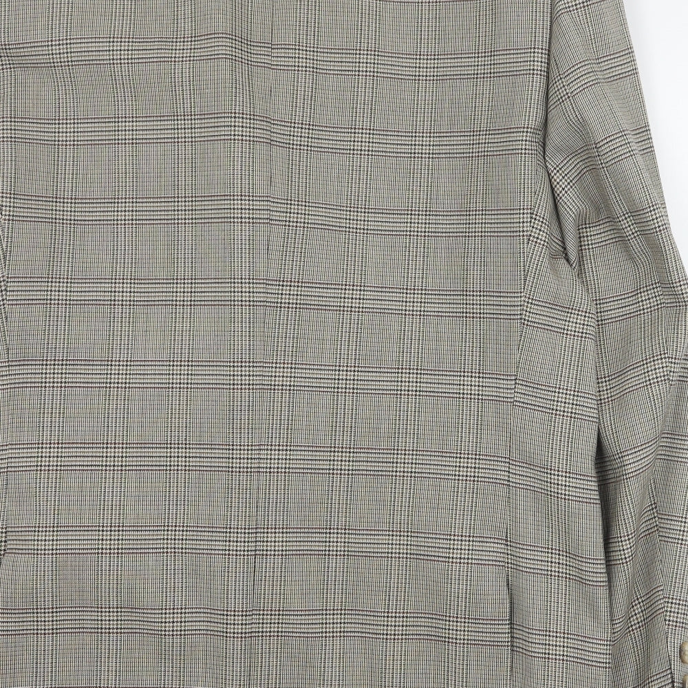 Westbrook Mens Brown Plaid Polyester Jacket Suit Jacket Size L