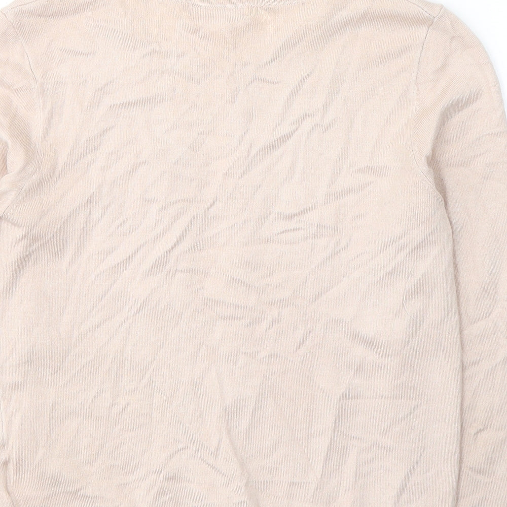 H&M Womens Pink Round Neck Acrylic Cardigan Jumper Size XS
