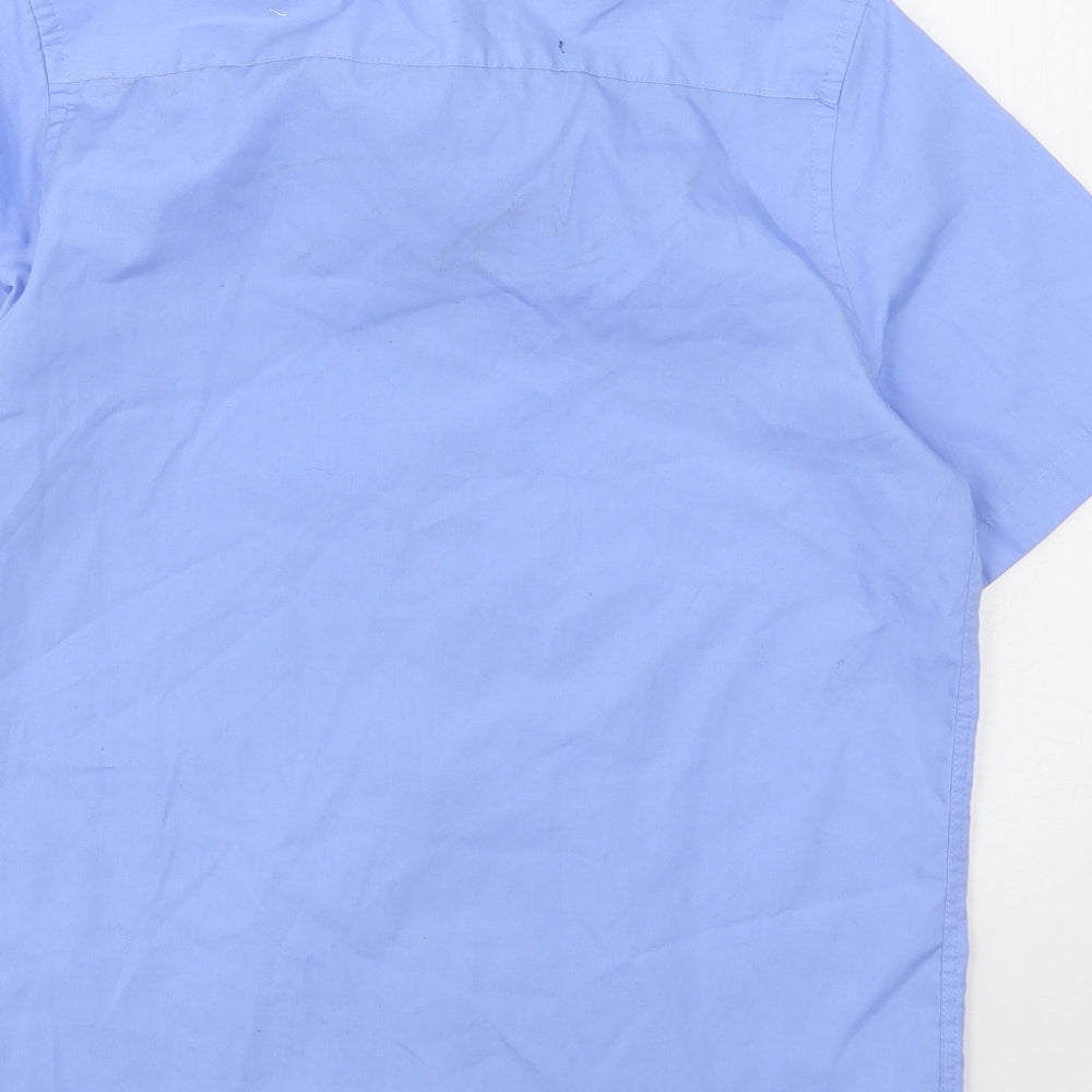 Marks and Spencer Boys Blue Polyester Basic Button-Up Size 11-12 Years Collared - School Wear