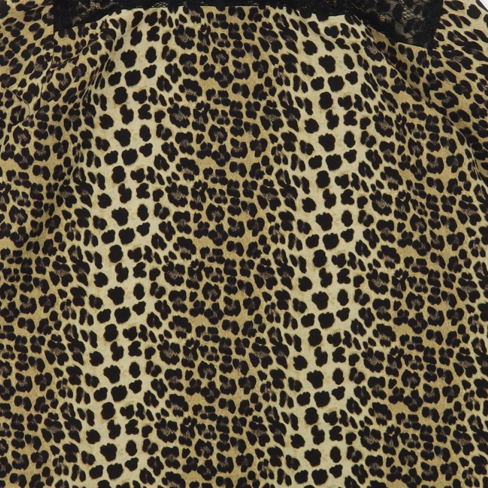 Zara Womens Multicoloured Animal Print Polyester Basic Button-Up Size S Collared