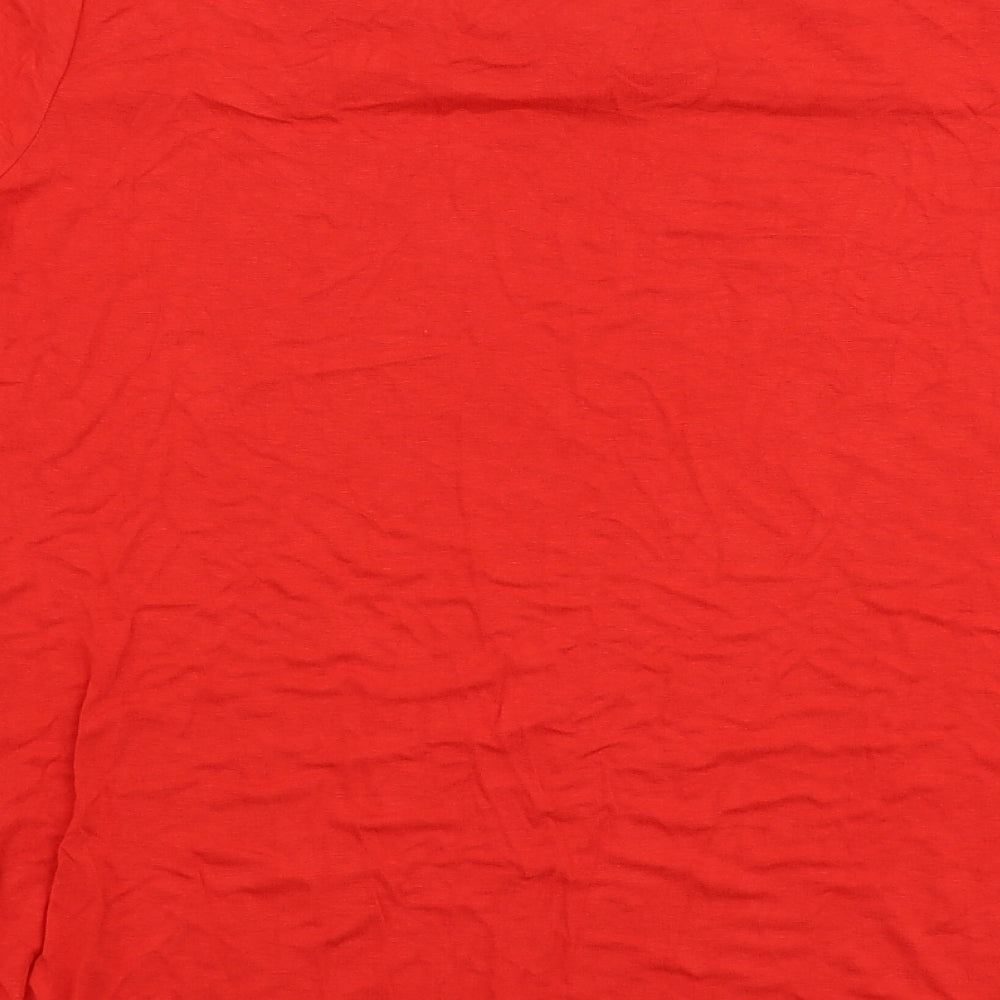 Marks and Spencer Womens Orange Viscose Jersey Blouse Size 16 Round Neck