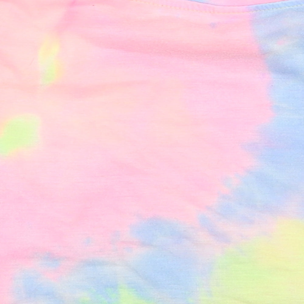 SheIn Girls Multicoloured Polyester Cropped T-Shirt Size 6 Years Round Neck Pullover - Tie dye