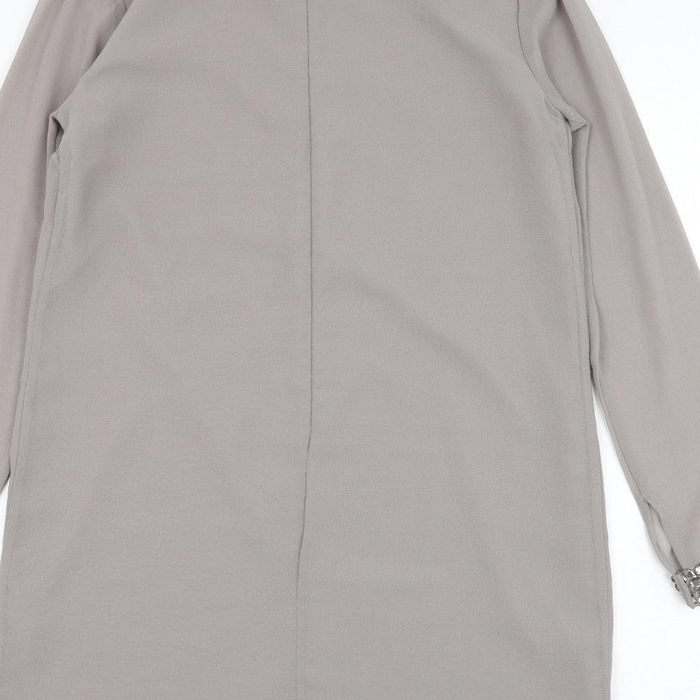 ASOS Womens Grey Polyester Shift Size 8 Round Neck Zip