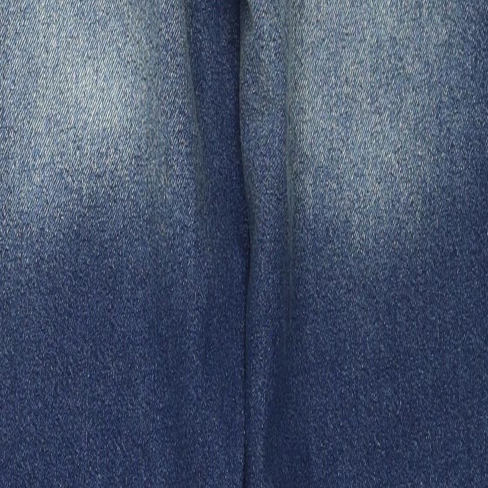 boohooMAN Mens Blue Cotton Straight Jeans Size 32 in L32 in Regular Zip