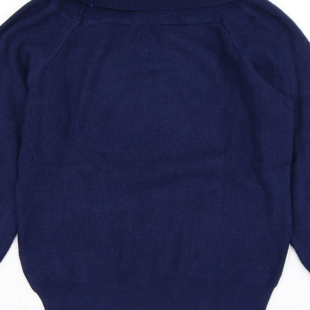L.C.2 Womens Blue Roll Neck Viscose Pullover Jumper Size S