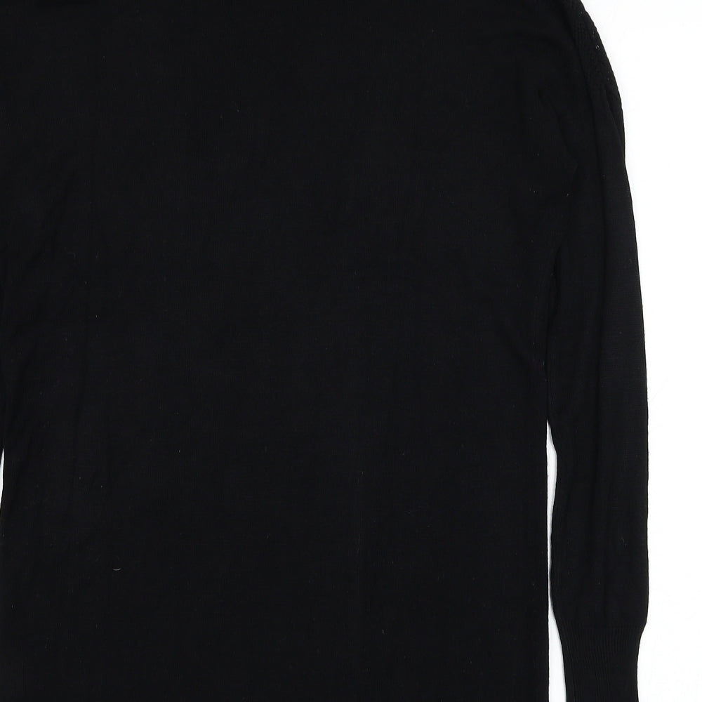 Oasis Womens Black Round Neck Viscose Pullover Jumper Size S