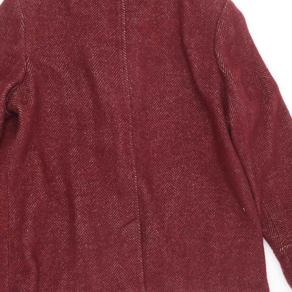 Isle Collection Womens Purple Herringbone Overcoat Coat Size 16
