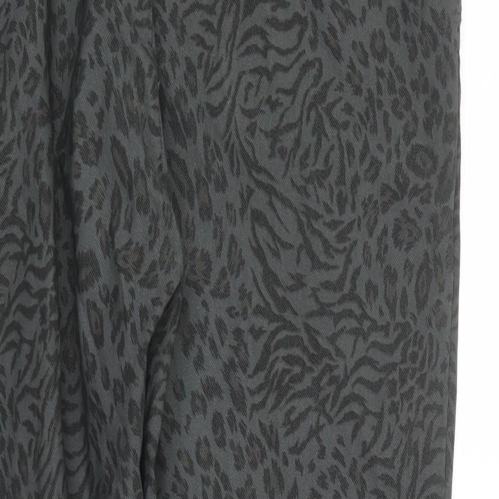 Preworn Womens Green Animal Print Nylon Chino Trousers Size 10 L25 in Regular