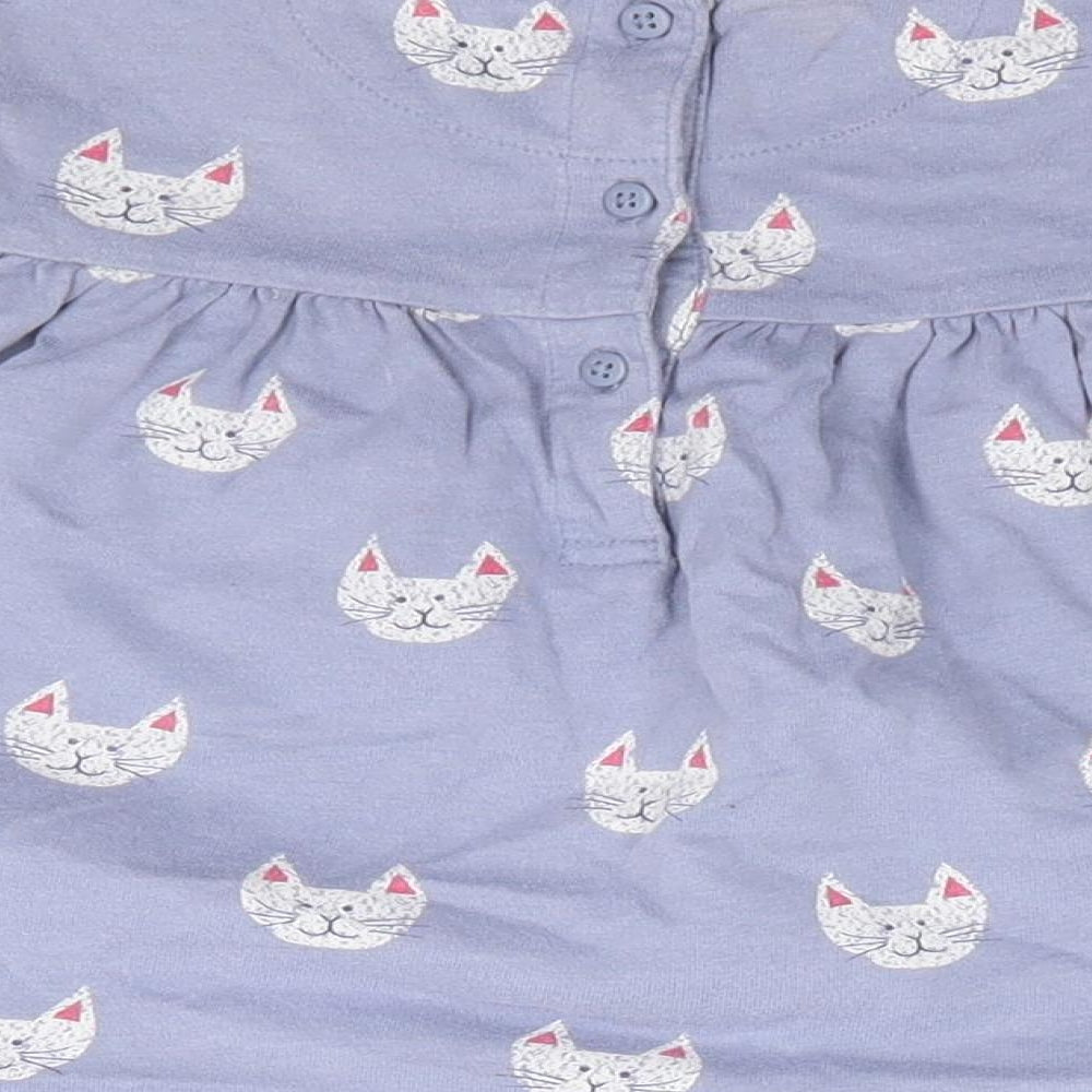 John Lewis Girls Purple Geometric 100% Cotton A-Line Size 3-6 Months Crew Neck Pullover - Cat