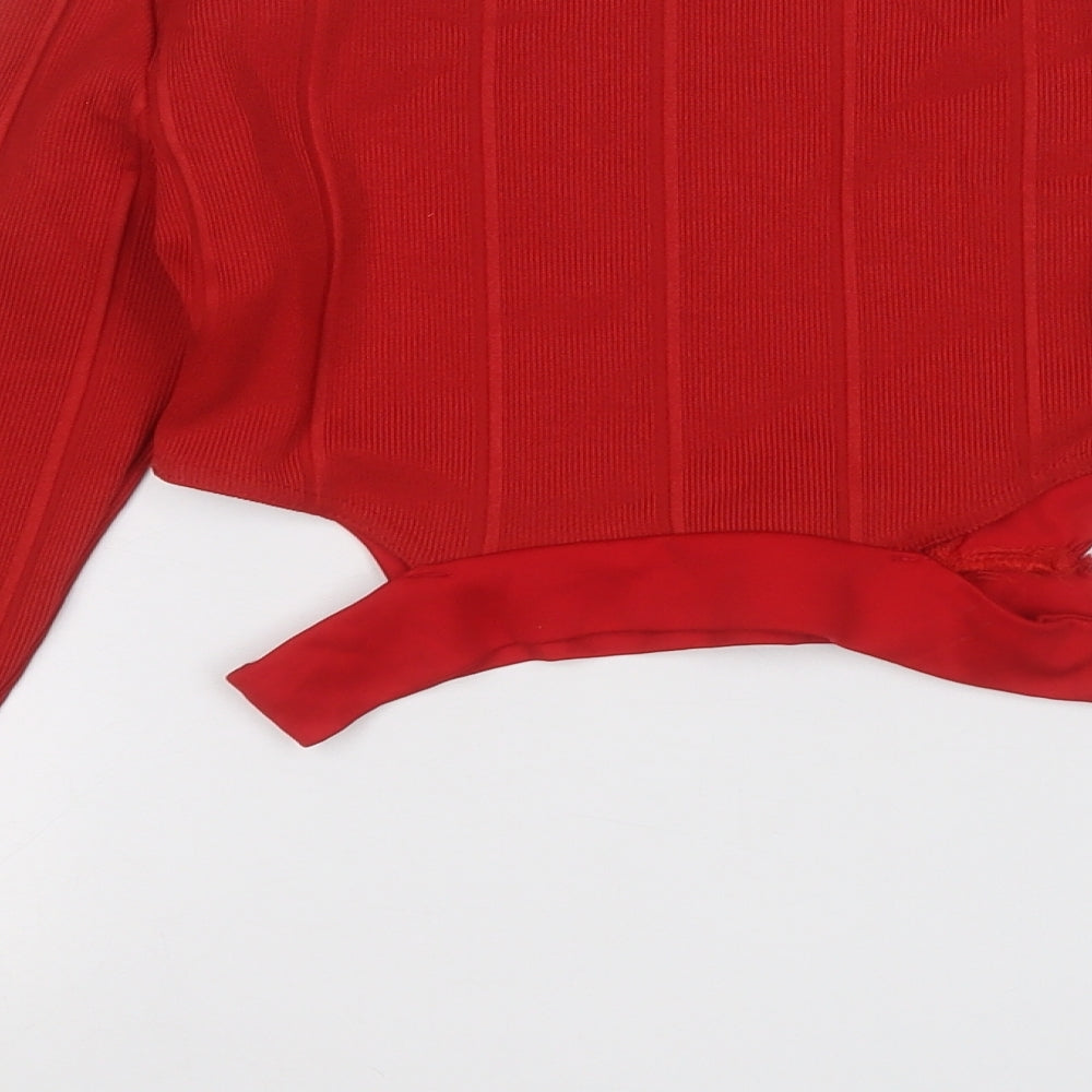 Preworn Womens Red Round Neck Polyester Pullover Jumper Size 8