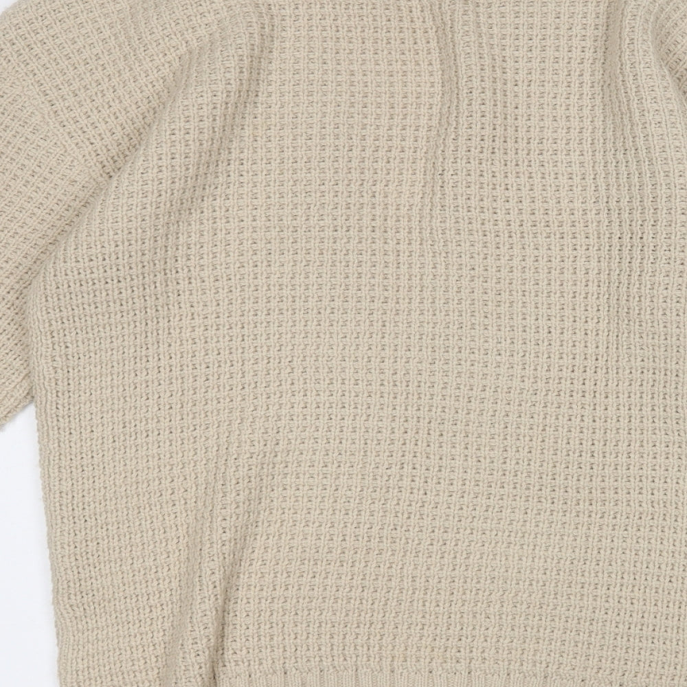 Divided Womens Beige V-Neck Acrylic Cardigan Jumper Size XS