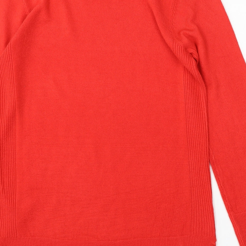 F&F Womens Red Round Neck Acrylic Pullover Jumper Size 10