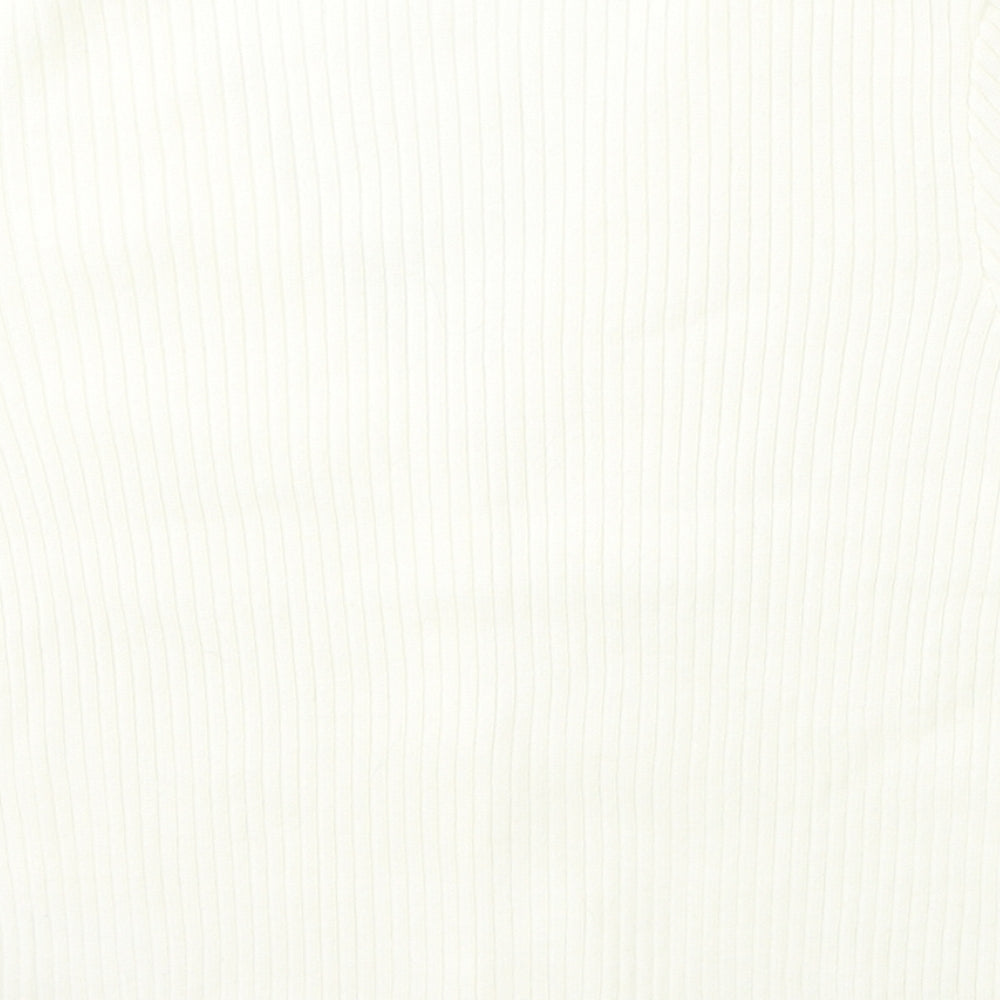 Primark Womens Ivory V-Neck Acrylic Cardigan Jumper Size 12