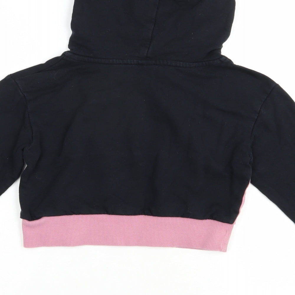 Closure Girls Black Colourblock Cotton Pullover Hoodie Size 8-9 Years Pullover