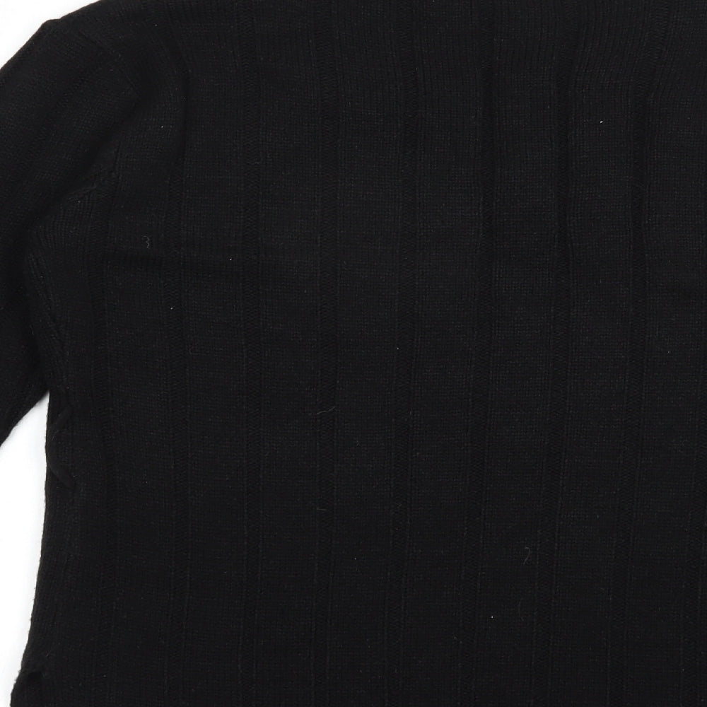 PRETTYLITTLETHING Womens Black V-Neck Acrylic Pullover Jumper Size S