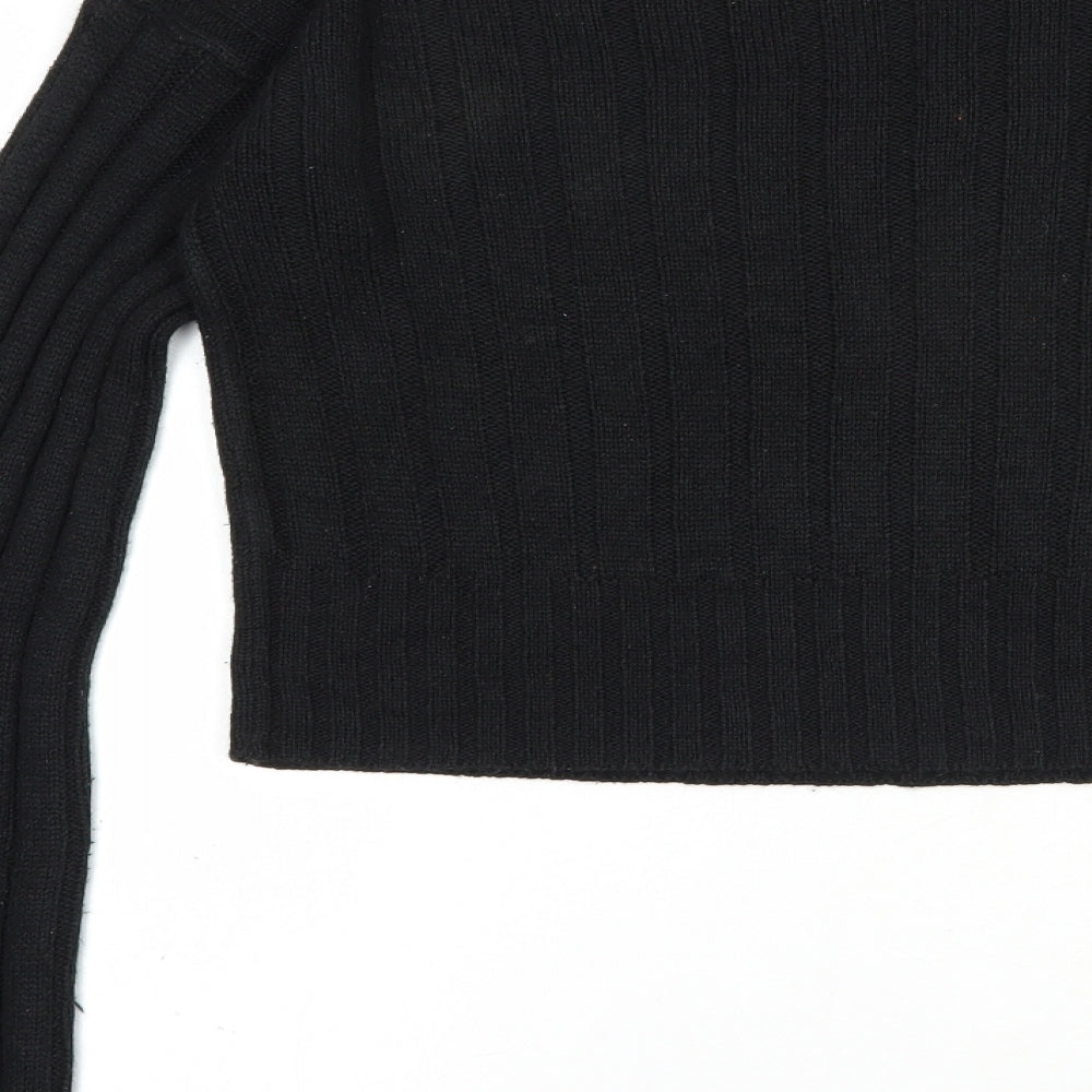PRETTYLITTLETHING Womens Black Boat Neck Acrylic Pullover Jumper Size M