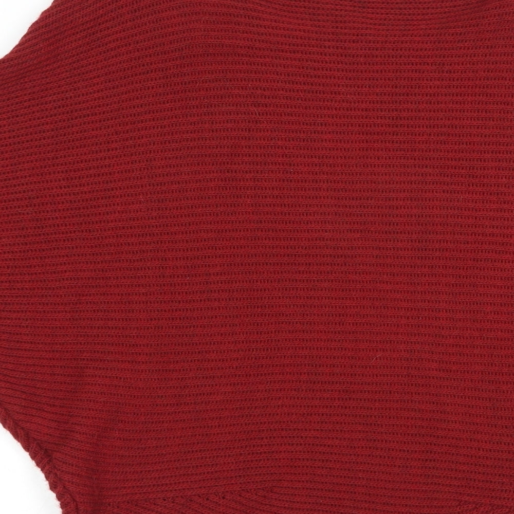 LEONARDO Womens Red Boat Neck Acrylic Pullover Jumper Size M