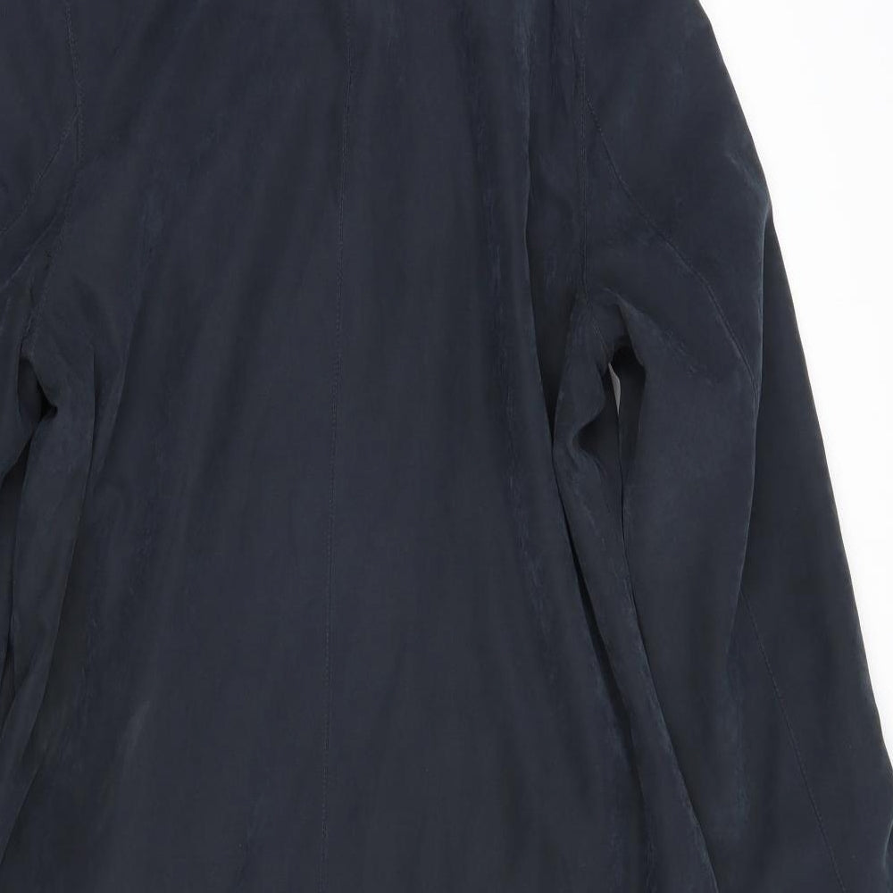 David Barry Womens Blue Rain Coat Coat Size 12 Snap