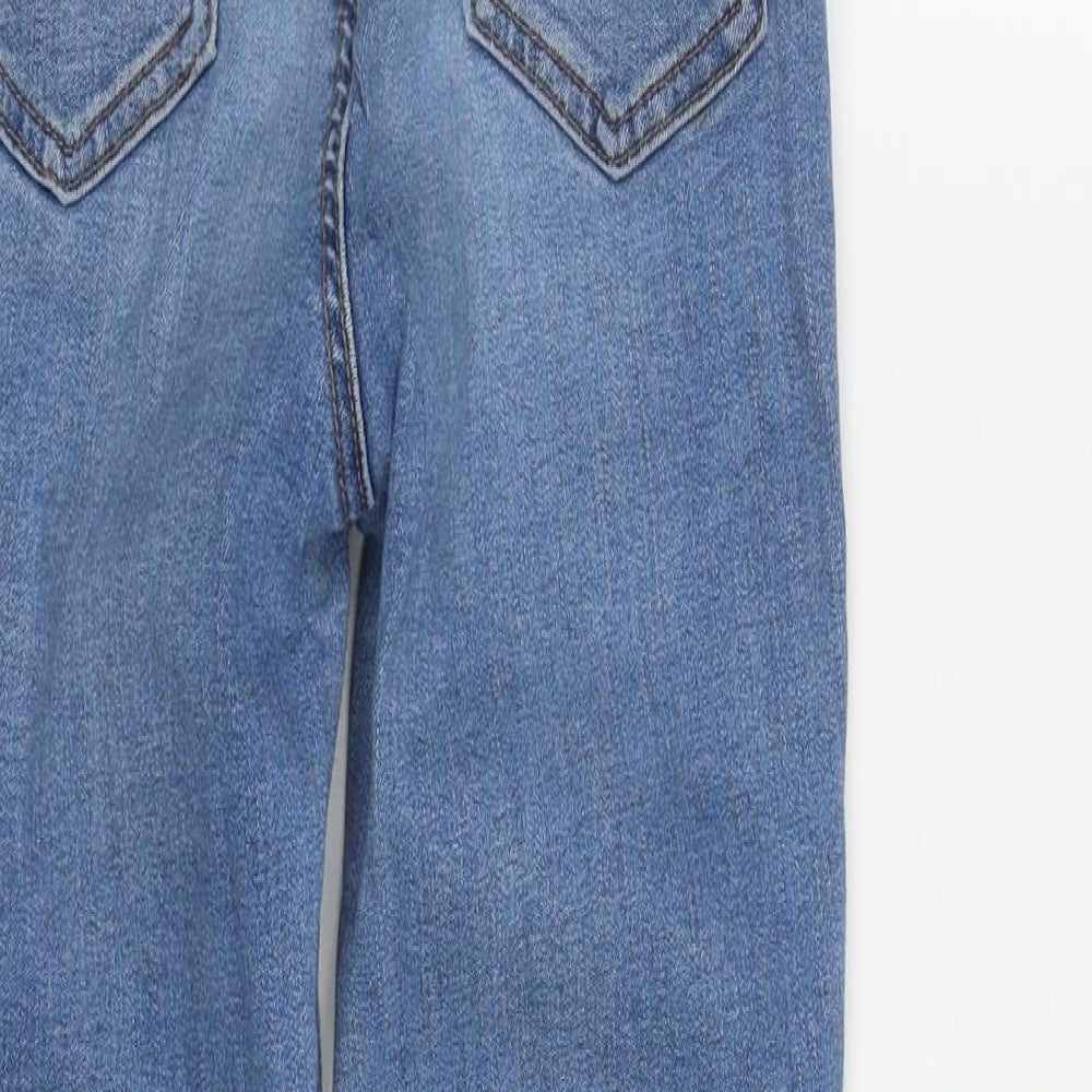 Denim & Co. Womens Blue Cotton Straight Jeans Size 8 L27 in Regular Zip
