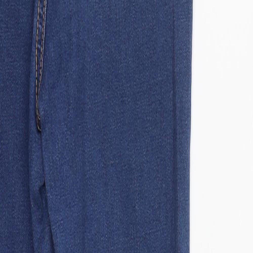 Denim & Co. Womens Blue Cotton Straight Jeans Size 4 L27 in Regular Zip