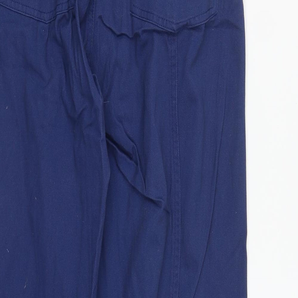 COLLUSION Womens Blue Cotton Trousers Size 6 L32 in Regular Zip