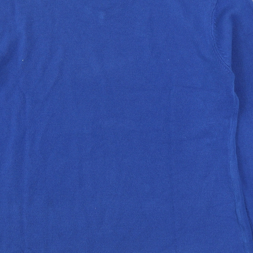 Damart Womens Blue V-Neck Acrylic Pullover Jumper Size 14