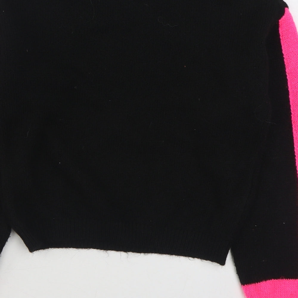 Primark Womens Black Round Neck Acrylic Pullover Jumper Size 2XS