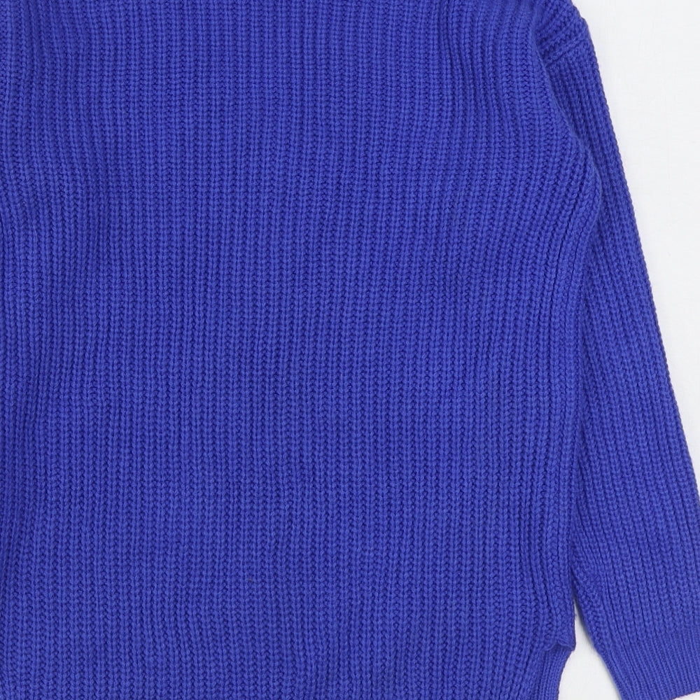 Primark Womens Blue Round Neck Acrylic Pullover Jumper Size 2XS