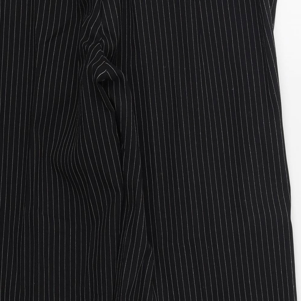Evie Womens Black Striped Polyester Trousers Size 20 L31 in Regular Hook & Eye