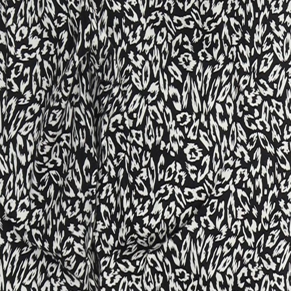Atmosphere Womens Black Animal Print Cotton Trousers Size 10 L26 in Regular Hook & Eye