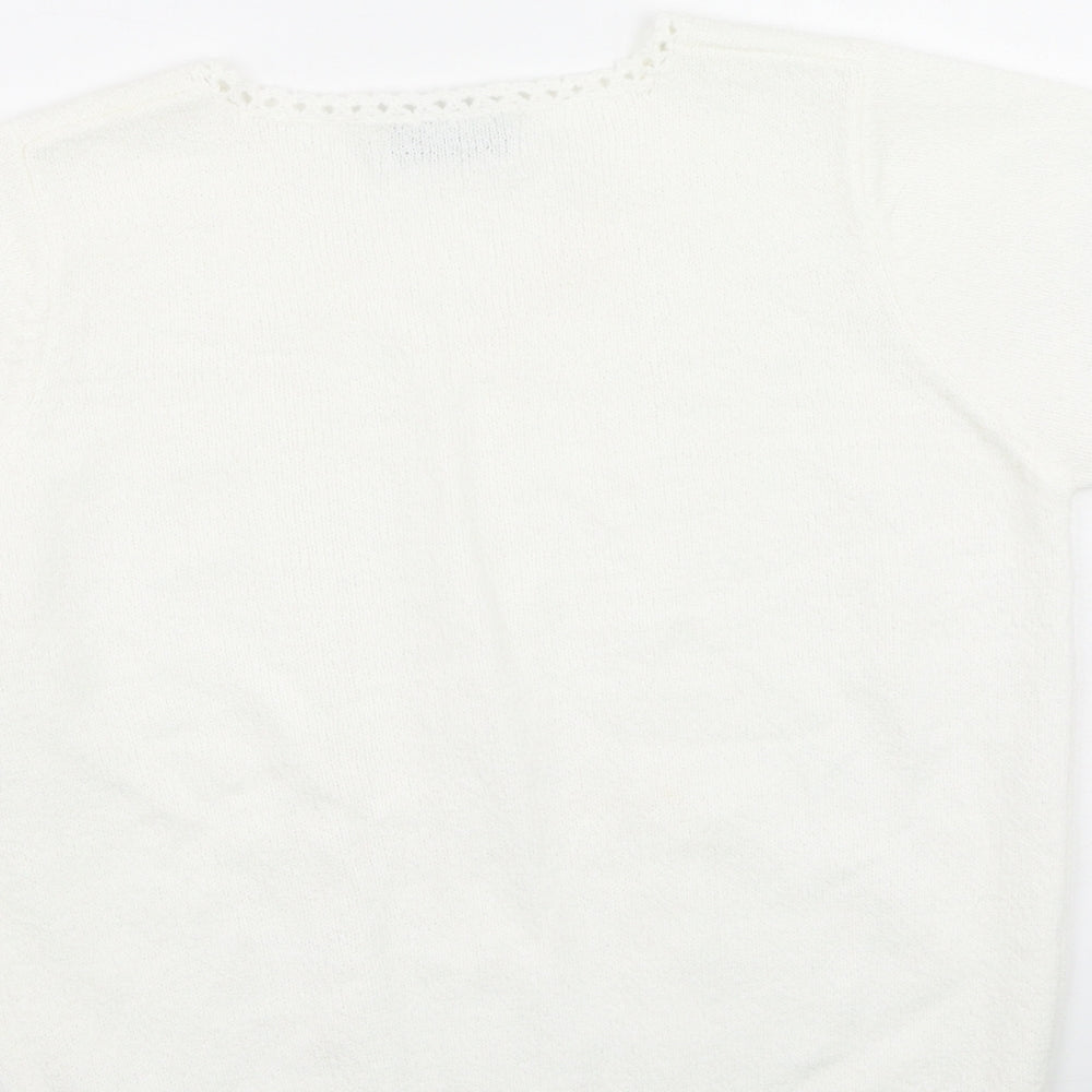 Preworn Womens Ivory Round Neck Acrylic Pullover Jumper Size S