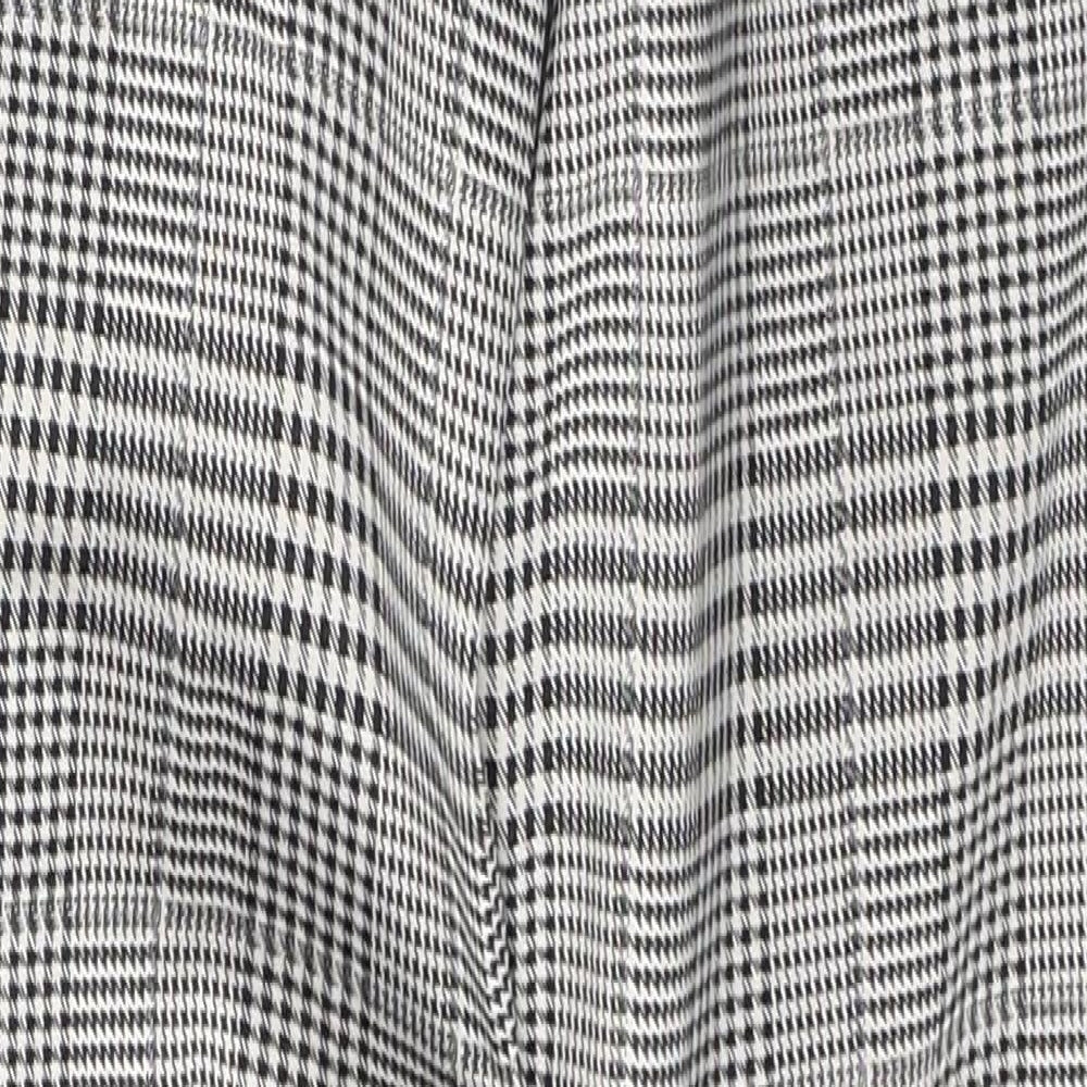 H&M Womens White Houndstooth Cotton Snow Pants Trousers Size 6 L26 in Regular Button