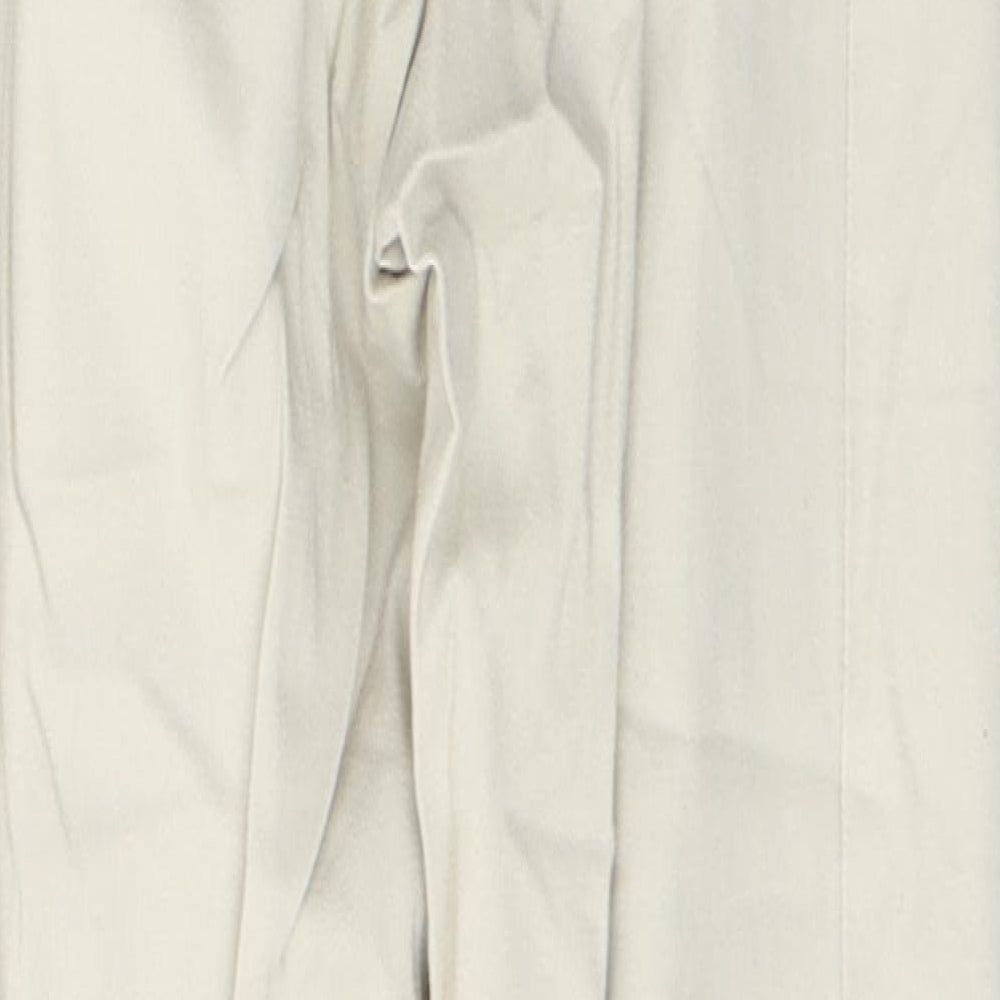 BHS Womens Beige Cotton Straight Jeans Size 12 L27 in Regular Button
