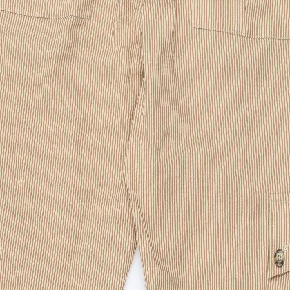 Henry Hammond Womens Brown Striped Polyester Trousers Size 35 in L31 in Regular Zip