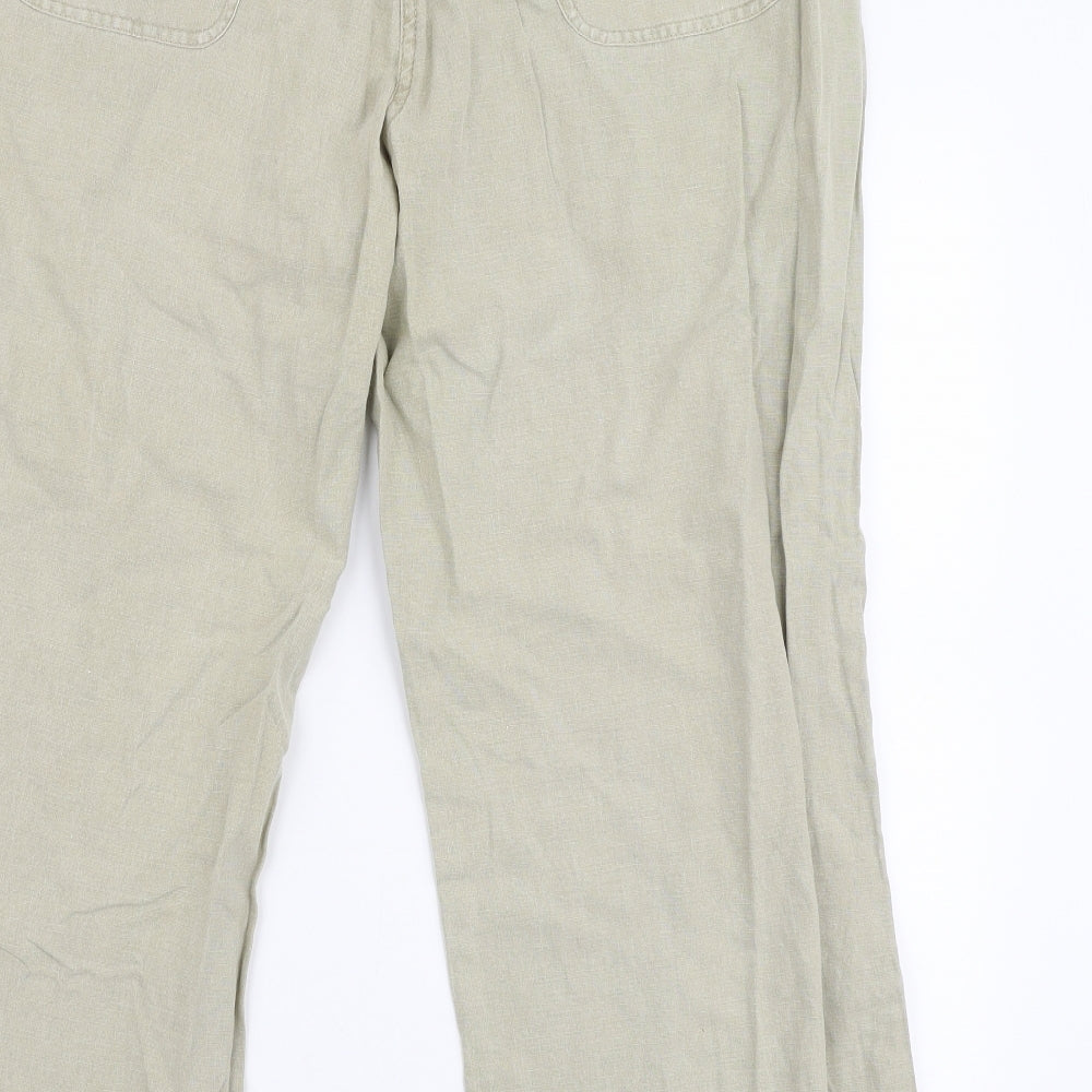 Dunnes Stores Womens Beige Linen Trousers Size 16 L25 in Regular Zip