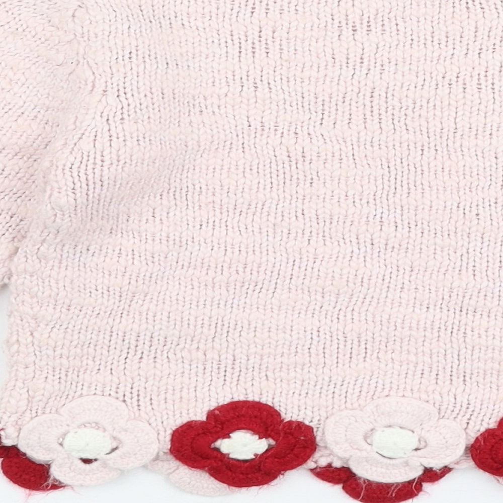 IKKS Girls Pink Round Neck Acrylic Pullover Jumper Size 6 Years Pullover