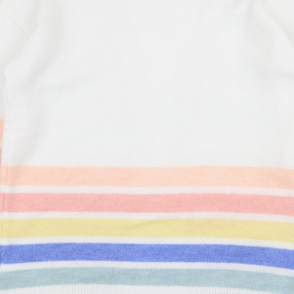 Papaya Womens Multicoloured V-Neck Striped Acrylic Cardigan Jumper Size S