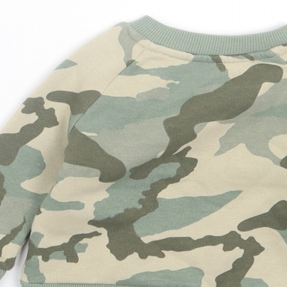 Primark Boys Green Camouflage Cotton Pullover Jumper Size 3-6 Months Pullover
